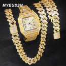40% Off Watch Bracelet Necklace / Cuban Link Chain, Bracelet, and Watch Set